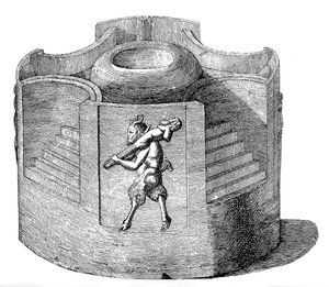 Klein draagbaar tempel gewijd aan de aanbidding van Priapus