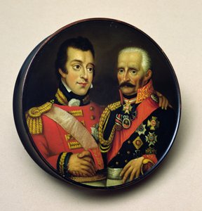 Snuifdoos met portretten van Arthur Wellesley (1769-1852) Hertog van Wellington en Gebbard Leberecht (1742-1819) Veldmaarschalk, Prins von Blucher door English School