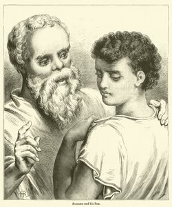 Socrates en zijn zoon (gravure)