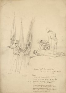 Soldaten van Waterloo (potlood op papier) door English School