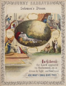 De droom van Salomo (gekleurde gravure)