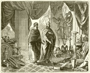 Solon in de Schatkamer van Croesus door English School