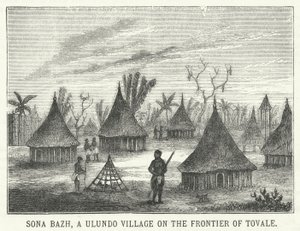 Sona Bazh, een Ulundo-dorp aan de grens van Tovale (gravure) door English School
