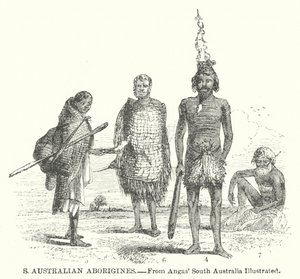 Zuid-Australische aborigines (gravure) door English School