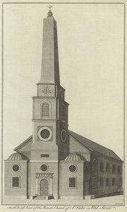 Zuidwestelijk aanzicht van de parochiekerk van St Luke in Old Street, Londen