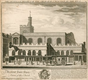 Zuidoostelijk uitzicht op de kerk van St Dunstan in het Westen