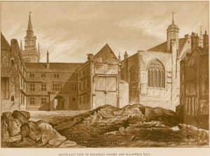 Zuidoostelijk uitzicht op Guildhall Kapel en Blackwell Hall, Londen door English School