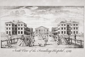 Zuidelijk uitzicht op het Weeshuis, Londen, 1749 door English School