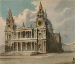 Spooners Protean Uitzichten: St Pauls Cathedral, met de kraampjes van de City Companies en Christs Hospital tijdens het bezoek van de Koningin aan Guildhall