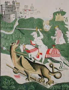 St. Joris met de Draak, uit de Kapel van de Drie-eenheid in Stratford Upon Avon, Warwickshire