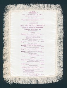 St Jamess Hall, Regent Street en Piccadilly, Programma van Miss Josephine Lawrences Jaarlijkse Avondconcert, 15 juni 1875 door English School