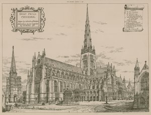 St Pauls Kathedraal, Londen, voor de vernietiging van de torenspits door English School
