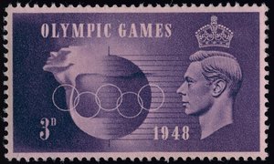 Postzegel ter herdenking van de Olympische Spelen van Londen 1948 door English School