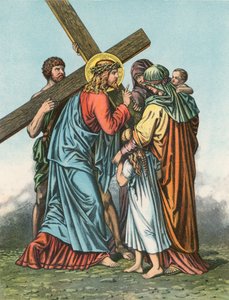 Station VIII Christus troost de vrouwen van Jeruzalem die over hem huilden