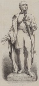 Standbeeld van generaal Sir Charles James Napier, net opgericht op Trafalgar Square (gravure) door English School