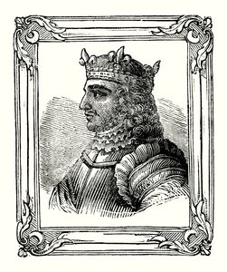 Stephen werd geboren in 1104, gekroond in 1135, en stierf in 1154 (gravure) door English School