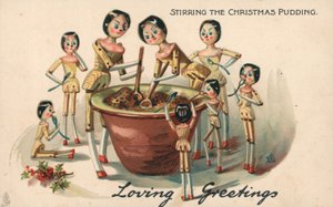 Het roeren van de kerstpudding