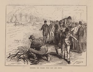 De Theems vullen met karper en zeelt (gravure) door English School