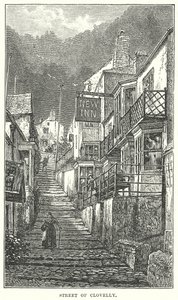 Straat van Clovelly (gravure) door English School