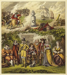 Stuarts, Gemenebest en Huis van Oranje; Koning Jacobus I, Koning Karel I, Oliver Cromwell, Koning Karel II, Koning Jacobus II, Willem en Maria, Koningin Anna door English School