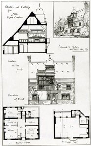 Studio en Cottage voor Miss Rosa Corder, uit The British Architect, 3 oktober 1879
