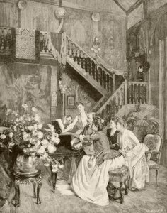 Studie van een muziekpartituur (litho) door English School