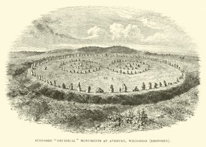 Veronderstelde druïdische monumenten bij Avebury, Wiltshire, gerestaureerd door English School