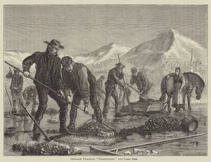 Zweedse boeren "op zoek" naar erts uit het meer (gravure) door English School
