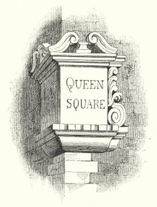 Tabletten voor Straathoeken, Queen Square (gravure) door English School