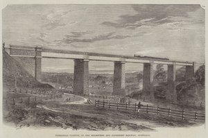 Tarradale Viaduct, op de Melbourne en Sandhurst Railway, Australië (gravure) door English School