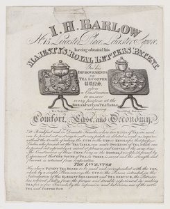 Theeurnmakers, I H Barlow, handelskaart door English School