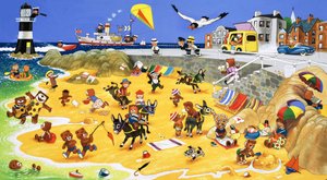 Teddyberen op het strand