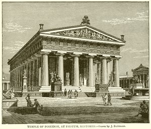 Tempel van Poseidon, in Paestum, Hersteld door English School