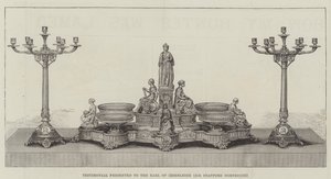 Getuigenis aangeboden aan de graaf van Iddesleigh (Sir Stafford Northcote) (gravure) door English School