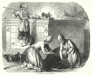 Het brandofferaltaar (gravure) door English School