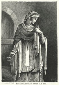 De Angelsaksische bruid, AD 895 (gravure) door English School