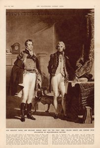 Het leger en de marine: Een interview tussen Arthur Wellesley, hertog van Wellington en Lord Horatio Nelson, uit The London Illustrated News door English School