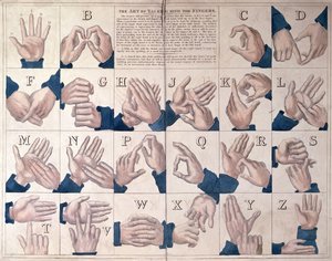 De kunst van het praten met de vingers, gebarentaal alfabet