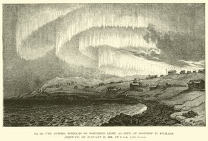 Het noorderlicht, gezien in Bossekop in Finmark (Noorwegen), op 21 januari 1839, om 18:00 uur