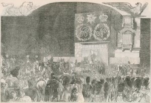 Het bal costumé bij de Franse ambassade, Albert Gate House - Aankomst van Hare Majesteit