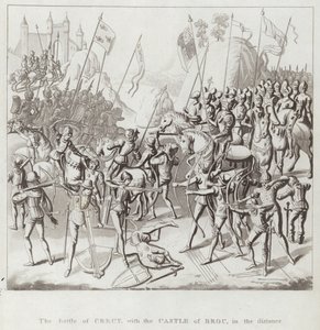 De Slag bij Crecy, met het Kasteel van Broc in de Verte