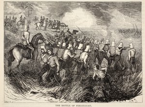 De Slag bij Ferozeshah, illustratie uit Cassells Geïllustreerde Geschiedenis van Engeland