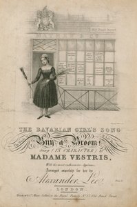 Het lied van de Beierse meisjes Koop een bezem!, gezongen in karakter door Madame Vestris