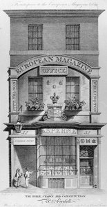 De Bijbel, Kroon en Grondwet, Cornhill, Londen (gravure) door English School