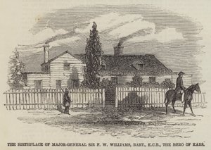 De Geboorteplaats van Generaal-majoor Sir F W Williams, Baronet, KCB, de Held van Kars