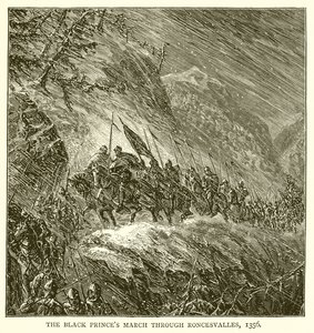 De mars van de Zwarte Prins door Roncesvalles, 1356 door English School