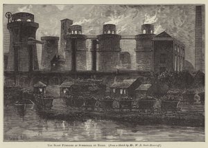 De hoogovens van Summerlea bij nacht (gravure) door English School