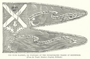De Blauwe Deken, of Standaard van de Geïntegreerde Ambachten van Edinburgh (gravure) door English School