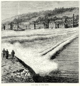 De boring van de Seine (gravure) door English School