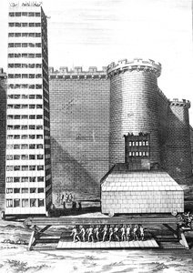 De bakstenen toren en Musculus bij het beleg van Marseille, gegraveerd door Cornelis Huyberts, illustratie uit Caesars Commentaries vertaald in het Engels door William Duncan, gepubliceerd 1753 door English School